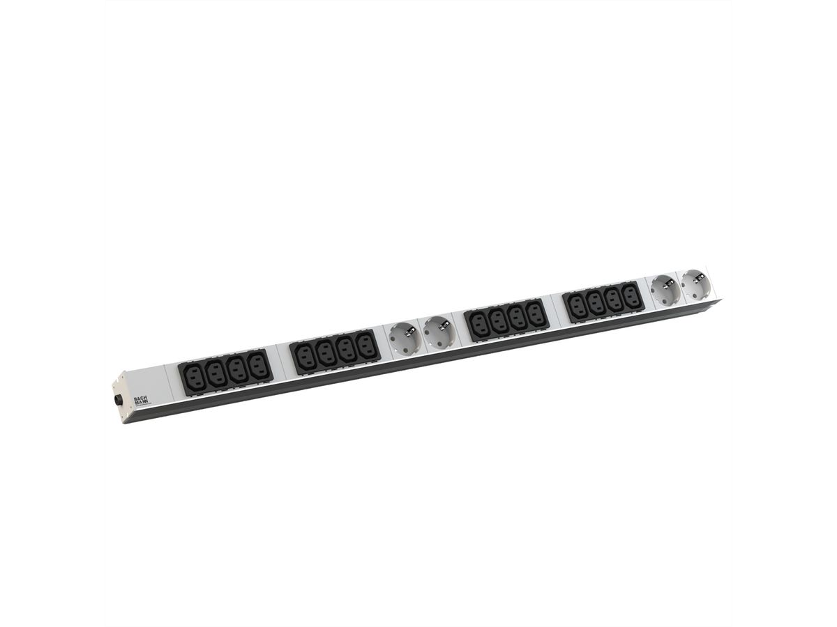 BACHMANN IT PDU ALU 1HE 16x C13 4x Schutzkontakt, CEE 16A blau