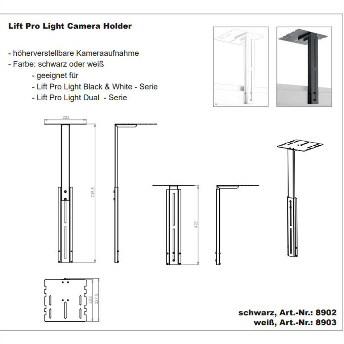 Hagor Accessoires série Lift Pro Light, noir
