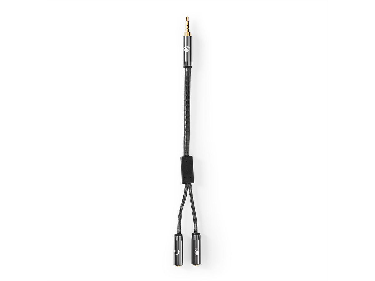 Câble audio stéréo Nedis, 3.5mm, 1x ST, 2x BU, gris, 0.2 m