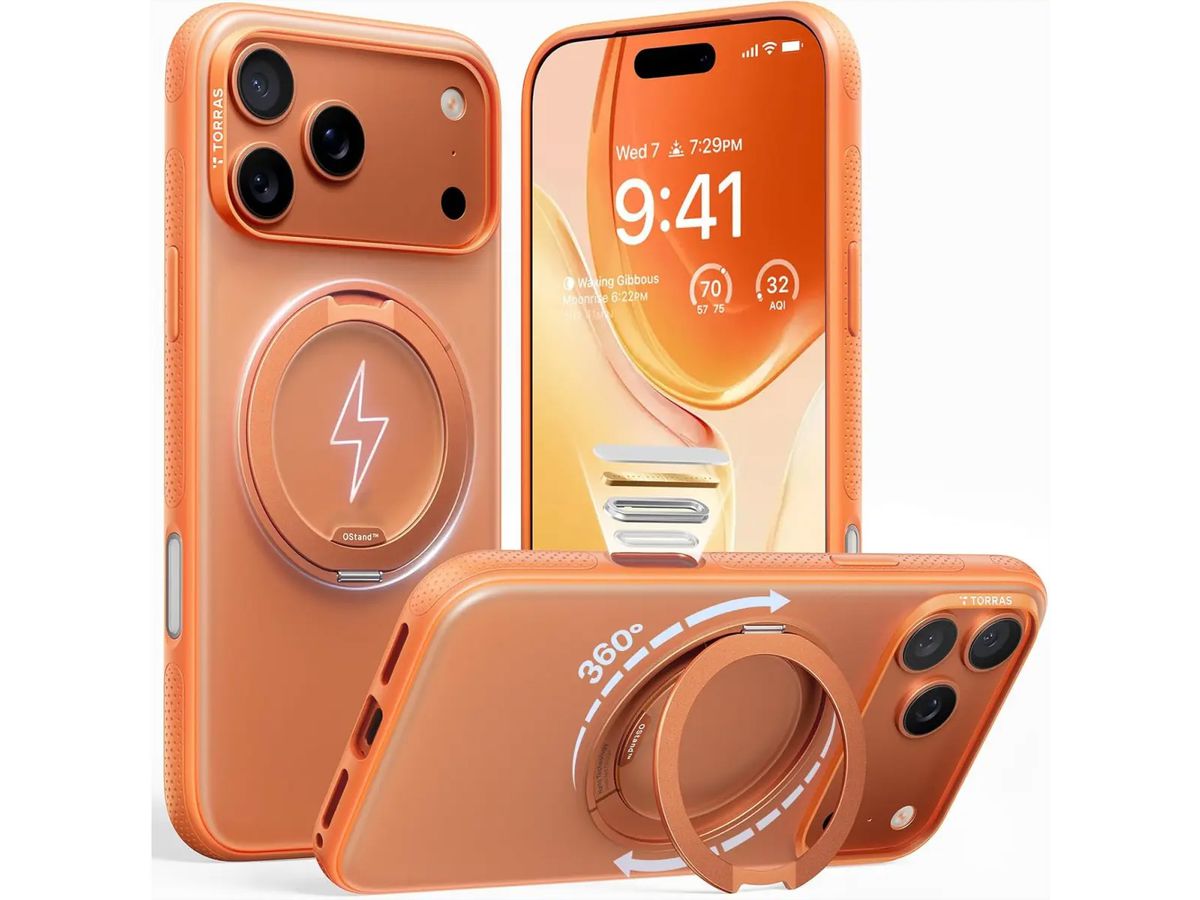 Torras UPRO Ostand Pro Case, iPhone 17 Pro, Magsafe, orange