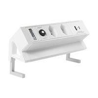 Steffen Tisch-Steckdosenleiste Alu Desk, 2xT13, 1xUSB-A, 1xUSB-C, 1.5m, weiss