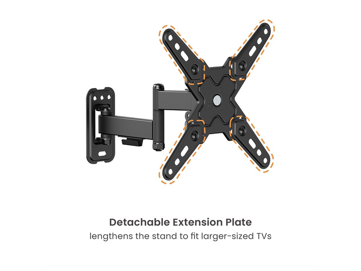 VALUE TV-Wandhalterung, 3 Drehpunkte, 13-43 Zoll, bis 20 kg