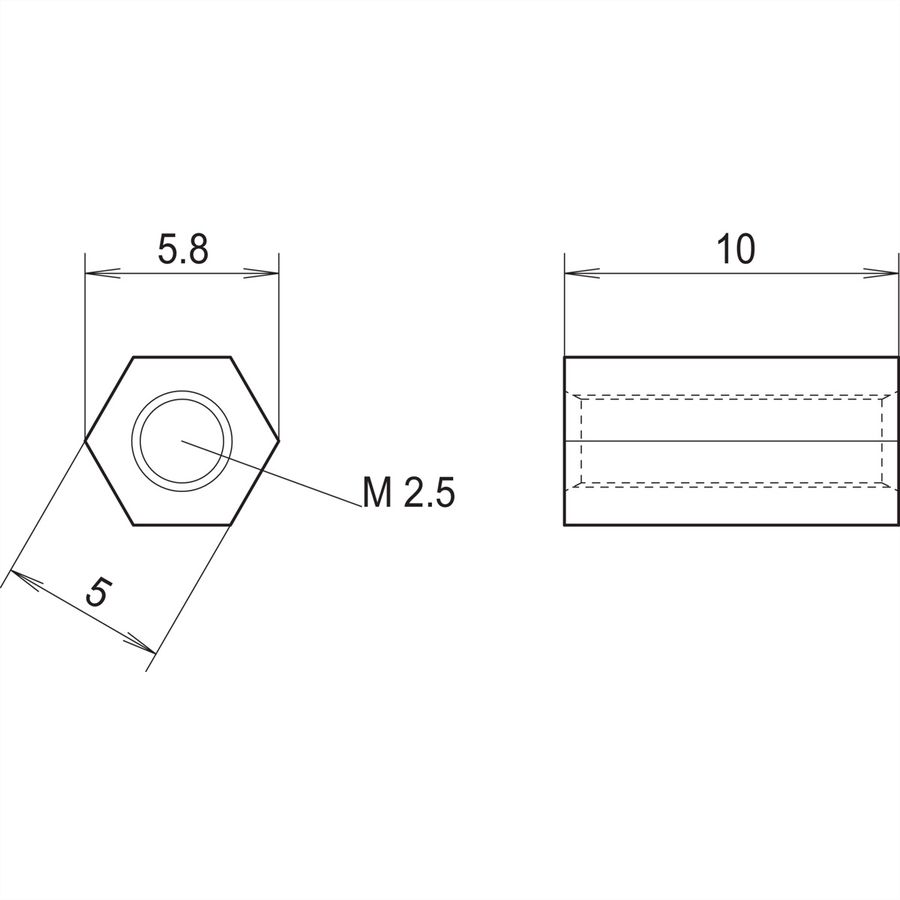 SCHROFF Abstandhalter zur Montage der PMC Mezzanine-Karten - ABSTANDHALTER GEW.B M2,5X10