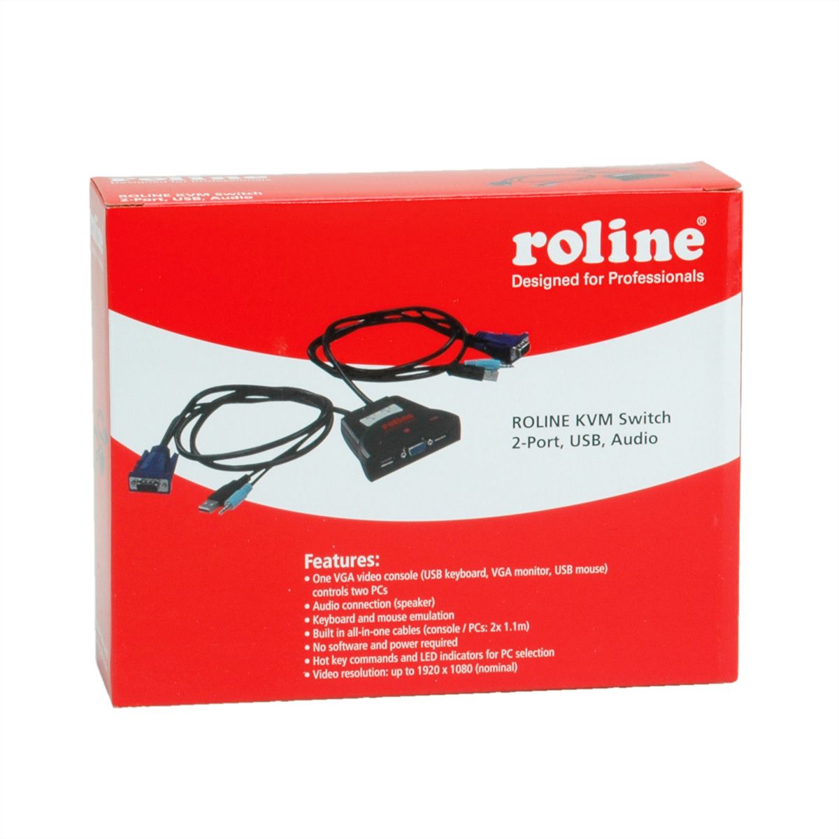 ROLINE KVM-Switch 'Star' 2 PCs, VGA, USB, Audio