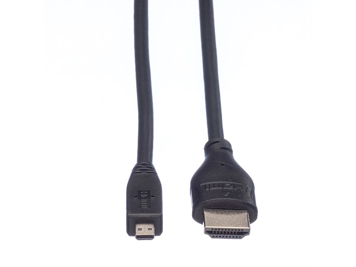 ROLINE Câble HDMI High Speed avec Ethernet, HDMI M - Micro HDMI M, 2 m