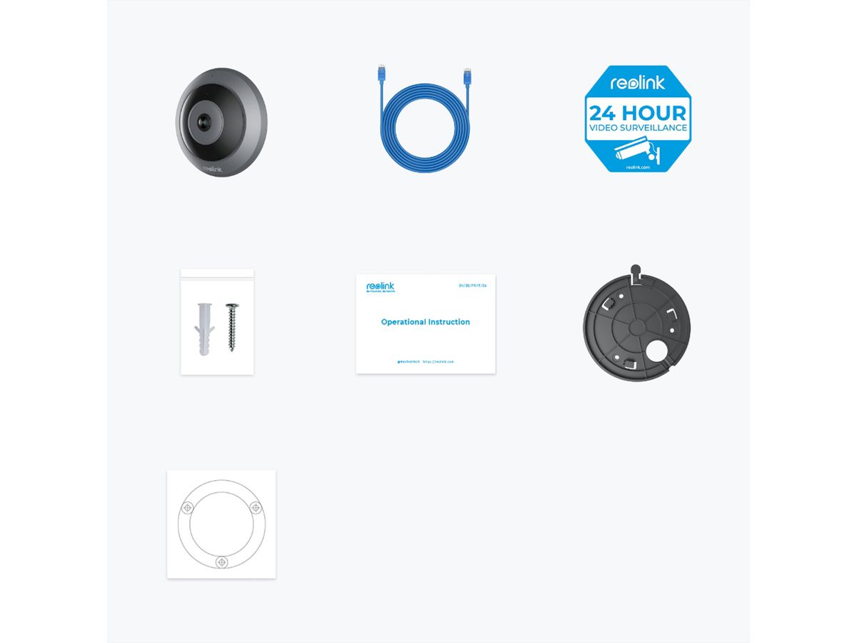 Reolink P520 Indoor PoE-Caméra Fisheye, 6.5 MP, 180°/360°, IR-LED 8m