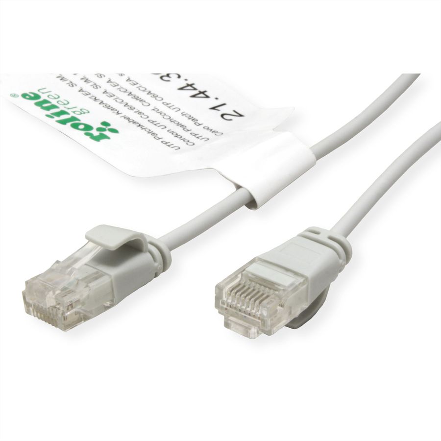 ROLINE GREEN UTP Patchkabel Cat.6A (Class EA), LSOH, slim, grau, 0,15 m