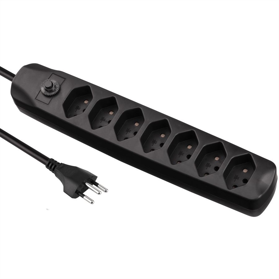 BLANK Multiprise, 7xT13, sans interrupteur, noir