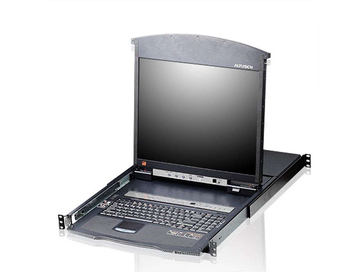 ATEN KL1508AN KVM-Switch, 48cm TFT, VGA, PS/2-USB über Kat 5, 8 Port, UK-Layout