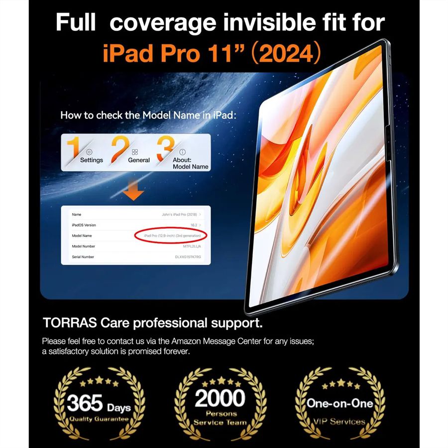 Torras Install Master protection d'écran, iPad Pro 11 2024, transparent