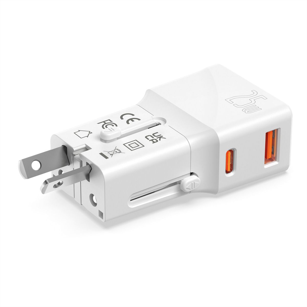 VALUE Chargeur de voyage USB avec prise UK/US/Euro, 2 ports, 1x QC3.0 A + 1x C (PD), 25W