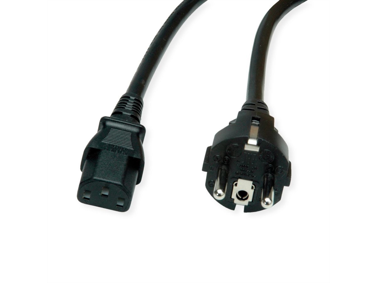 ROLINE Câble d'alimentation IEC droit, noir, 1,8 m