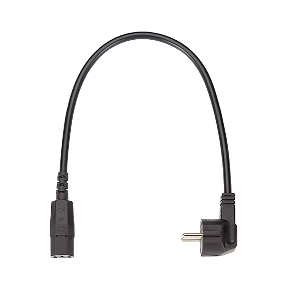 BACHMANN Netzkabel, gerade IEC-Buchse, H05VV-f 3G 1,5mm², schwarz, 0,5 m