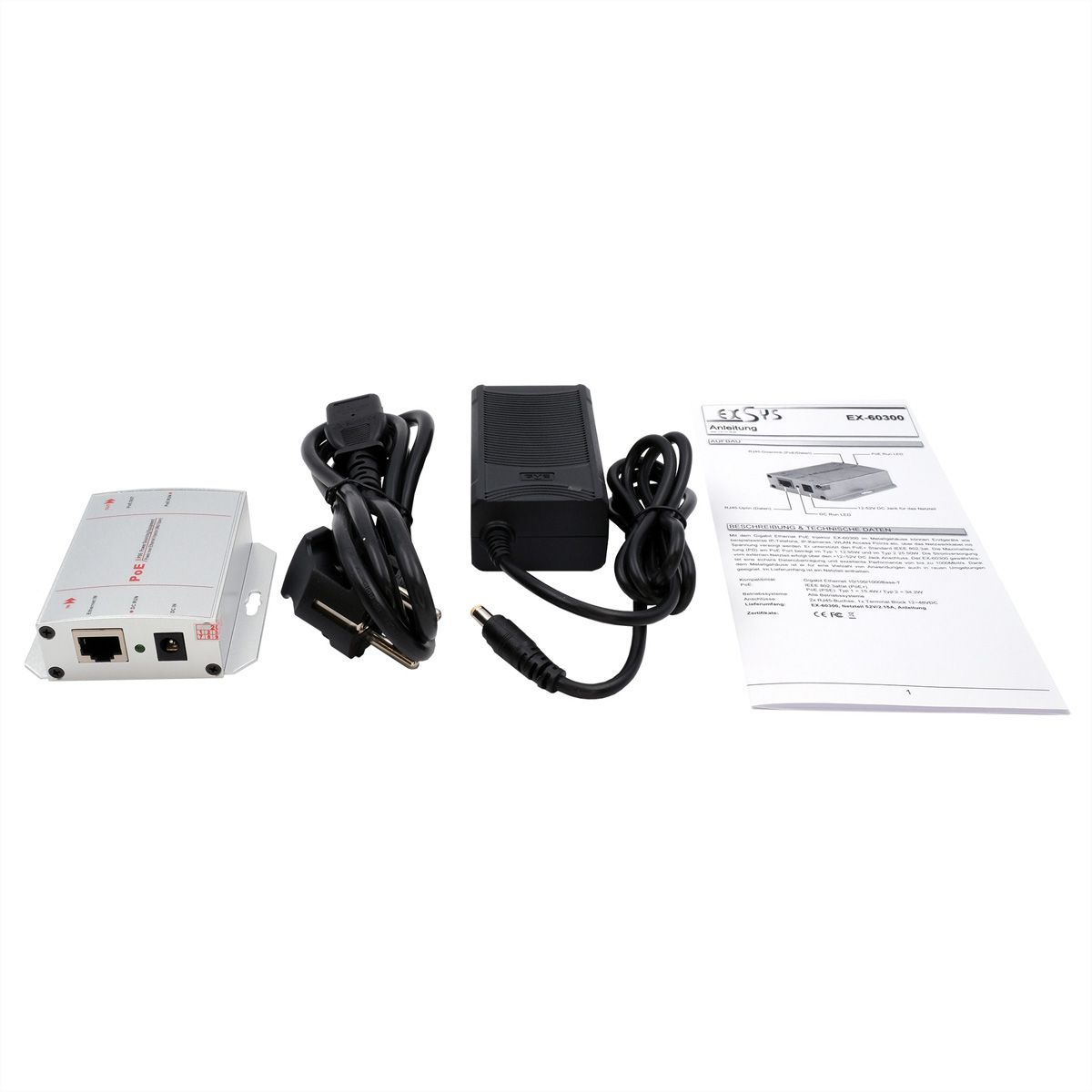 EXSYS EX-60300 PoE+ Gigabit Injektor 30W