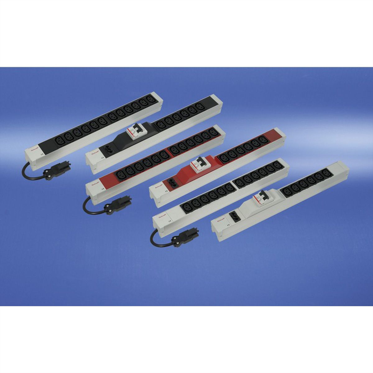 Bâti de prises SCHROFF, IEC C13, avec entrée Wieland®, C13, 12 prises, 19", blanc
