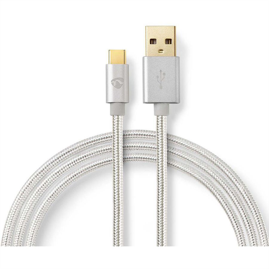 Nedis USB 2.0 Kabel, Typ C - Typ A, ST/ST, 15W, silber, 2m