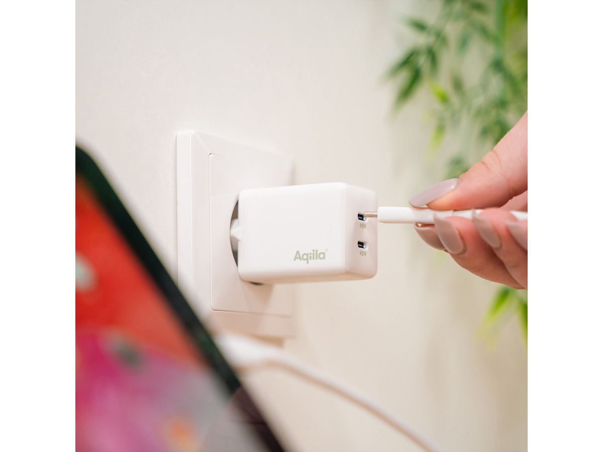 Aqiila UCB-C Ladeadapter W2 , 45W, 2x USB-C