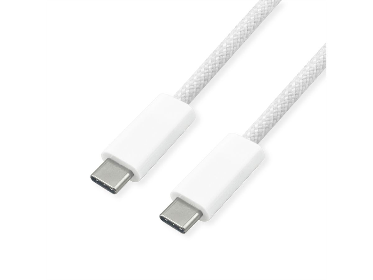 ROLINE USB4 Gen3x2 Kabel, C–C, ST/ST, 8K UHD-2, 40Gbit/s, 240W, weiss, 1 m