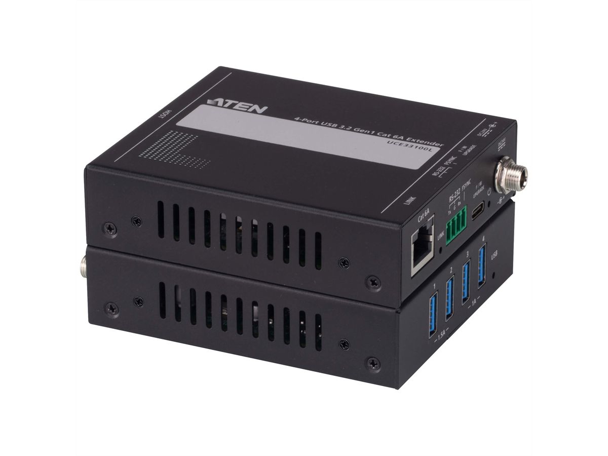 ATEN UCE33100 Prolongateur USB 3.2 Gen 1 Cat 6A à 4 ports, jusqu'à 100 m