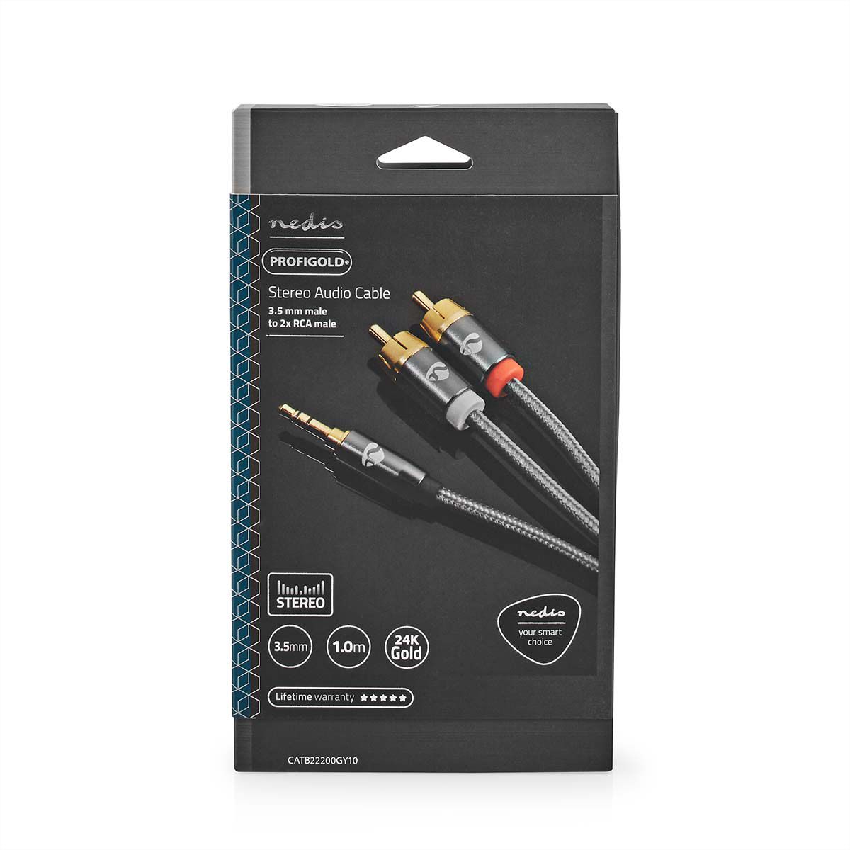 Câble audio stéréo Nedis, 1x jack ST, 2x RCA ST, gris, 1 m