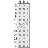 Connecteur SCHROFF de type F, EN 60603, DIN 41612, mâle, 32 contacts z b, broches à souder, 2.9 mm