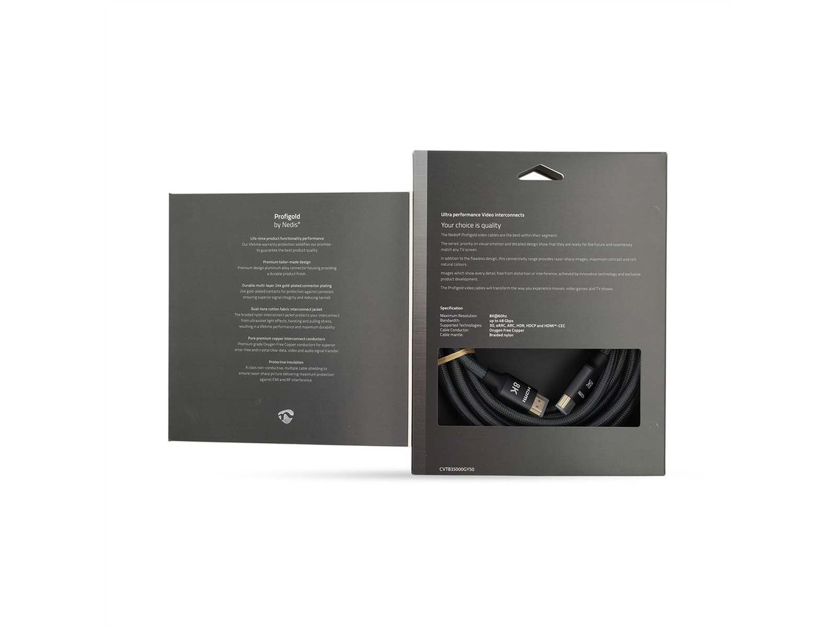 Nedis 8K HDMI Ultra HD Kabel, ST/ST, grau, 5m