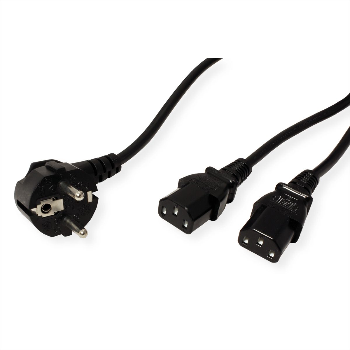 VALUE Câble d'alimentation en Y, noir, 2 m