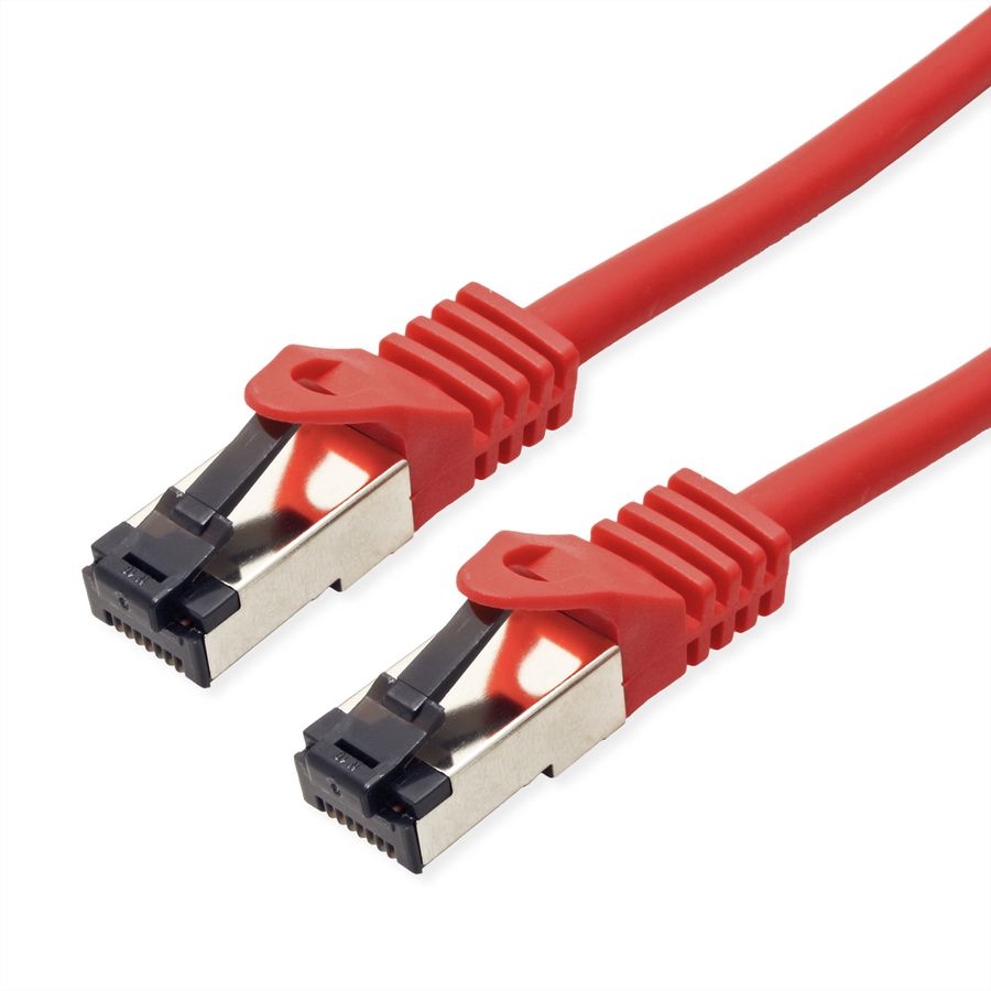 VALUE S/FTP-(PiMF-) Patchkabel Cat.8 (Class I), LSOH, PoE, Litzendraht, rot, 1 m