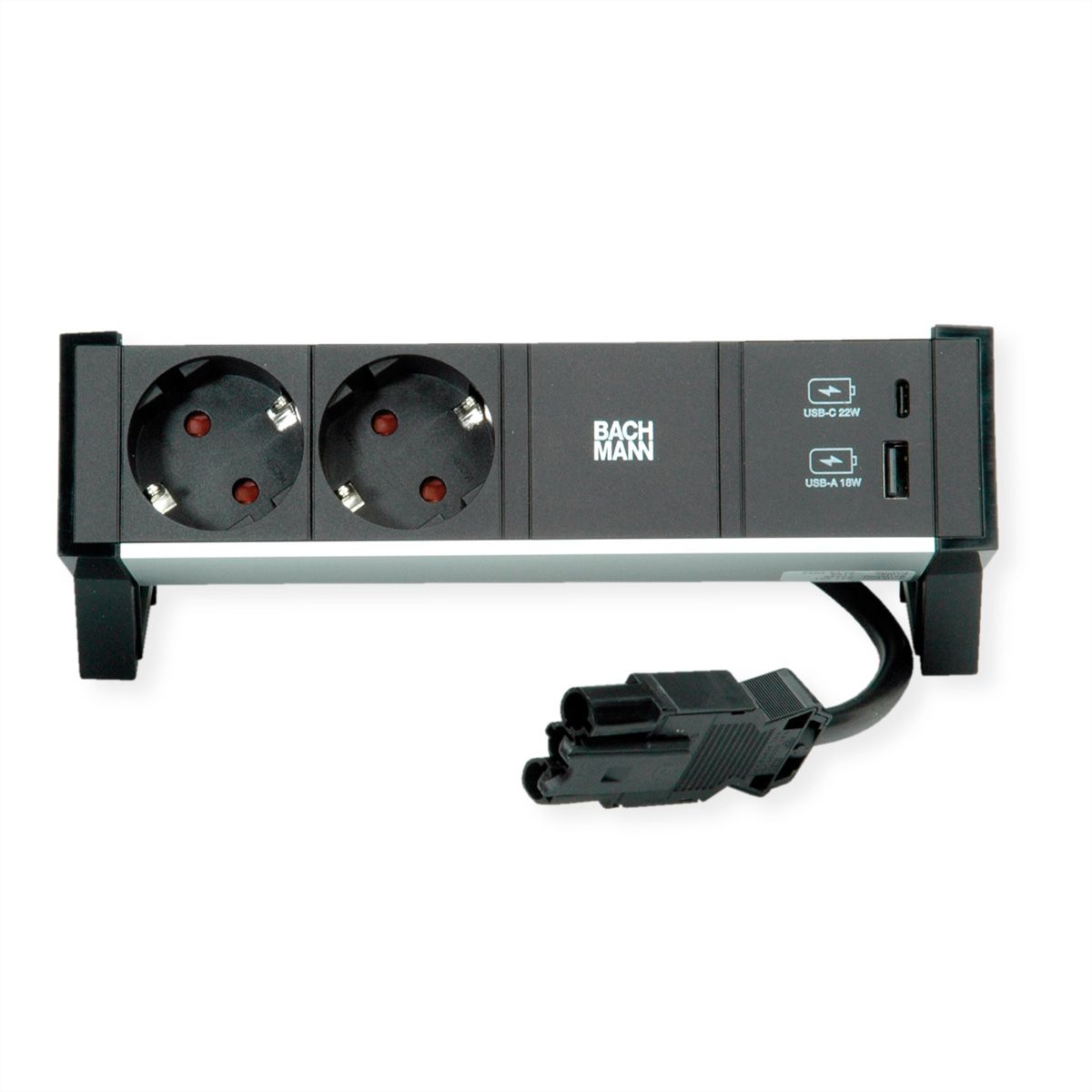 BACHMANN DESK2 ALU BLACK 2x contact de protection USB