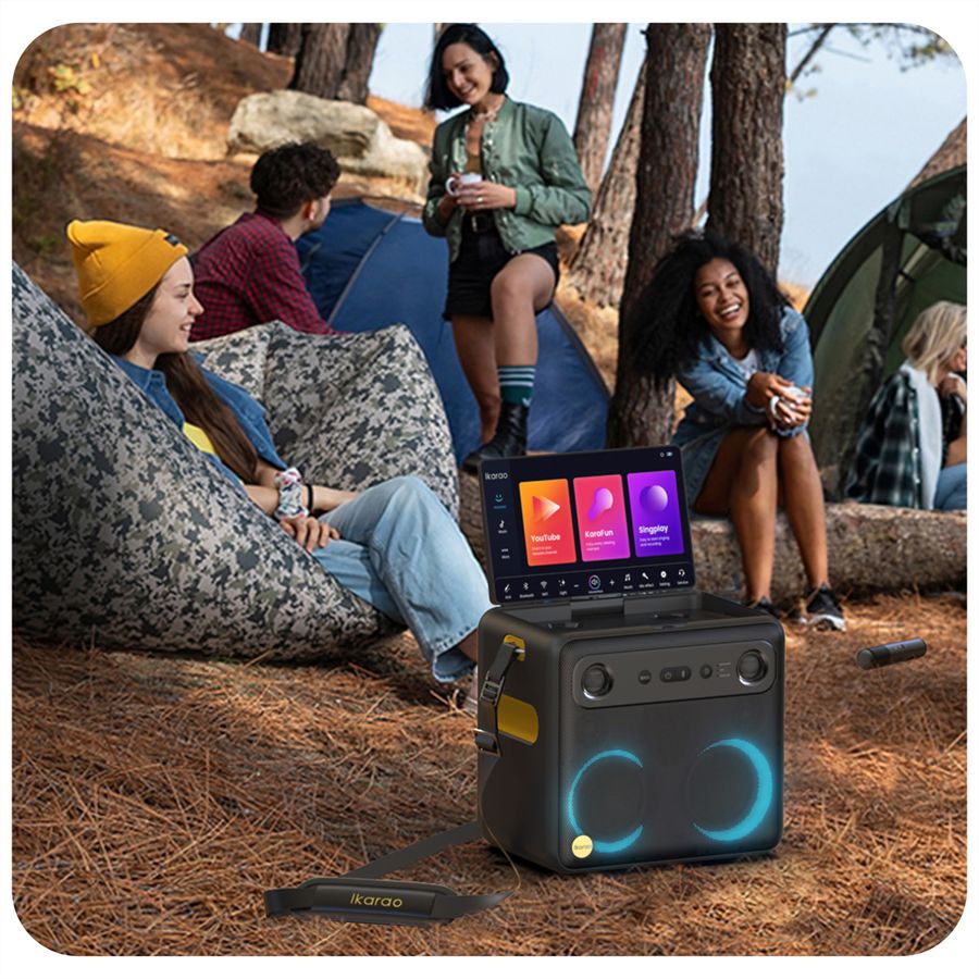 Ikarao Karaokebox Break X2 10" Screen, 2 Mikrofone, 600W max, BT/AUX/USB/SD