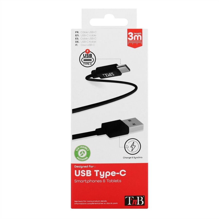 T'nB XW3M USB/USB C Kabel , schwarz/grau, 3 Meter