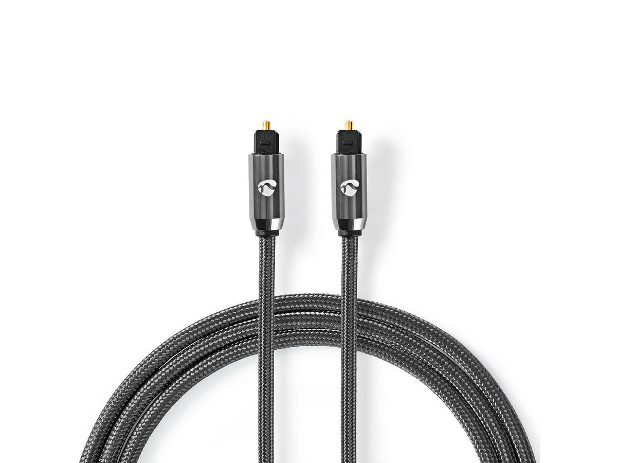 Câble audio optique Nedis, 2x Toslink, ST/ST, gris, 2 m