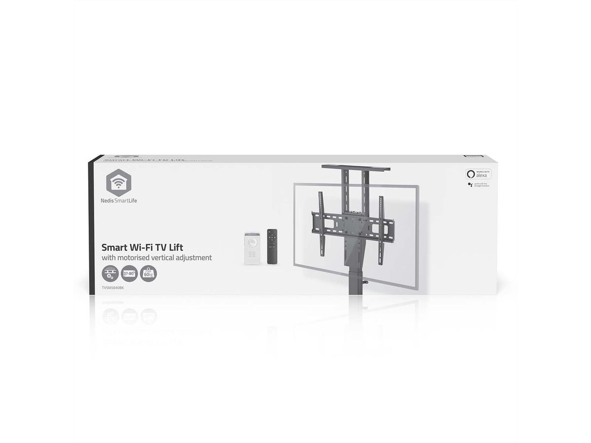 Nedis SmartLife motorisierter TV-Lift 37–80" schwarz, Einbau, 60 kg, 79–184 cm Hub
