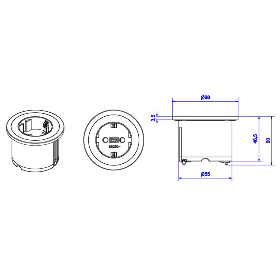 BACHMANN PIX 1x contact de protection, 2 m