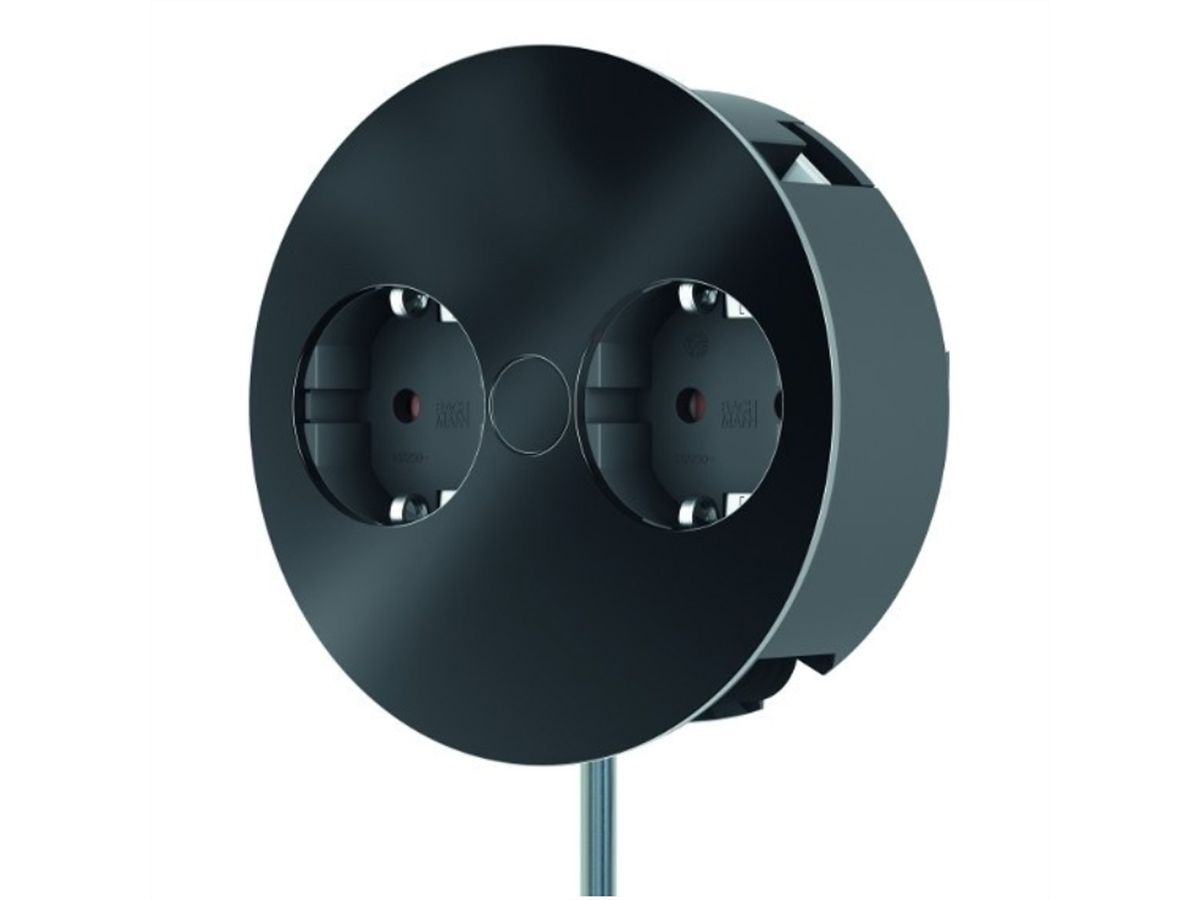 BACHMANN TWIST 2x contact de protection, embouts, fiche de montage à contact de protection, noir, 2 m