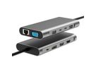 VALUE Station d'accueil USB type C, 2x 4k HDMI, DP, VGA, Gigabit Ethernet, 2x USB-C, 2x USB-A, PD