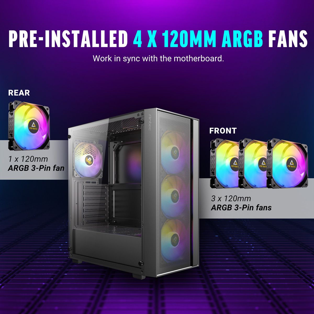 ANTEC AX65 ARGB PC Gehäuse Midi Tower Gaming ATX, schwarz