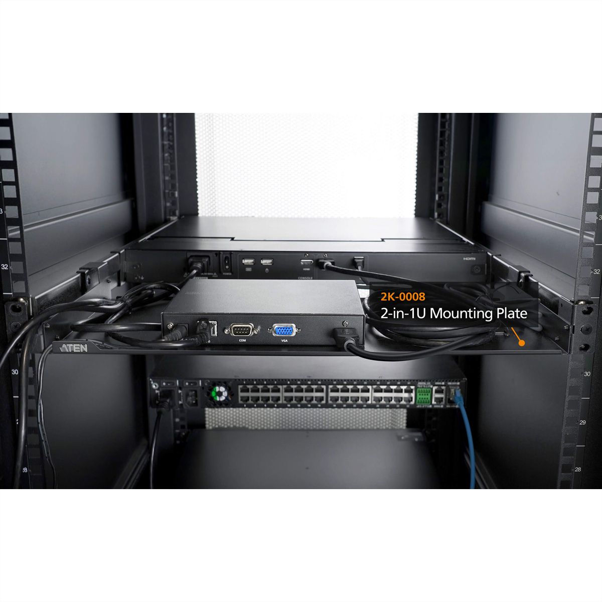 ATEN 2K-0008 2 in 1U Montageplatte