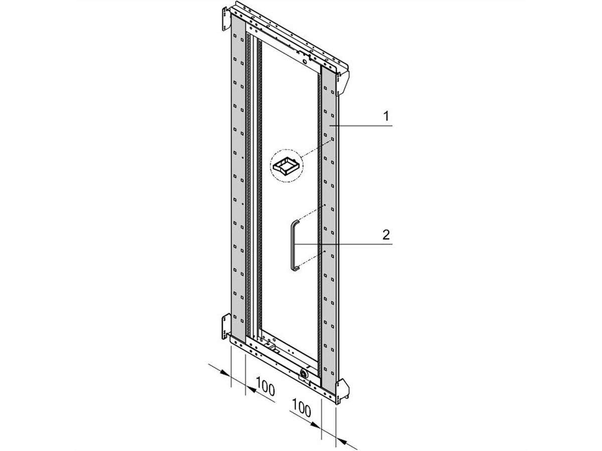 SCHROFF Varistar 19", habillage de cadre d'armoire pivotante, 42 U, montage symétrique