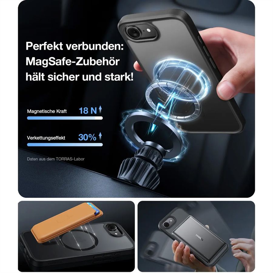 Torras Guadrian Case, iPhone 16e, MagSafe, noir