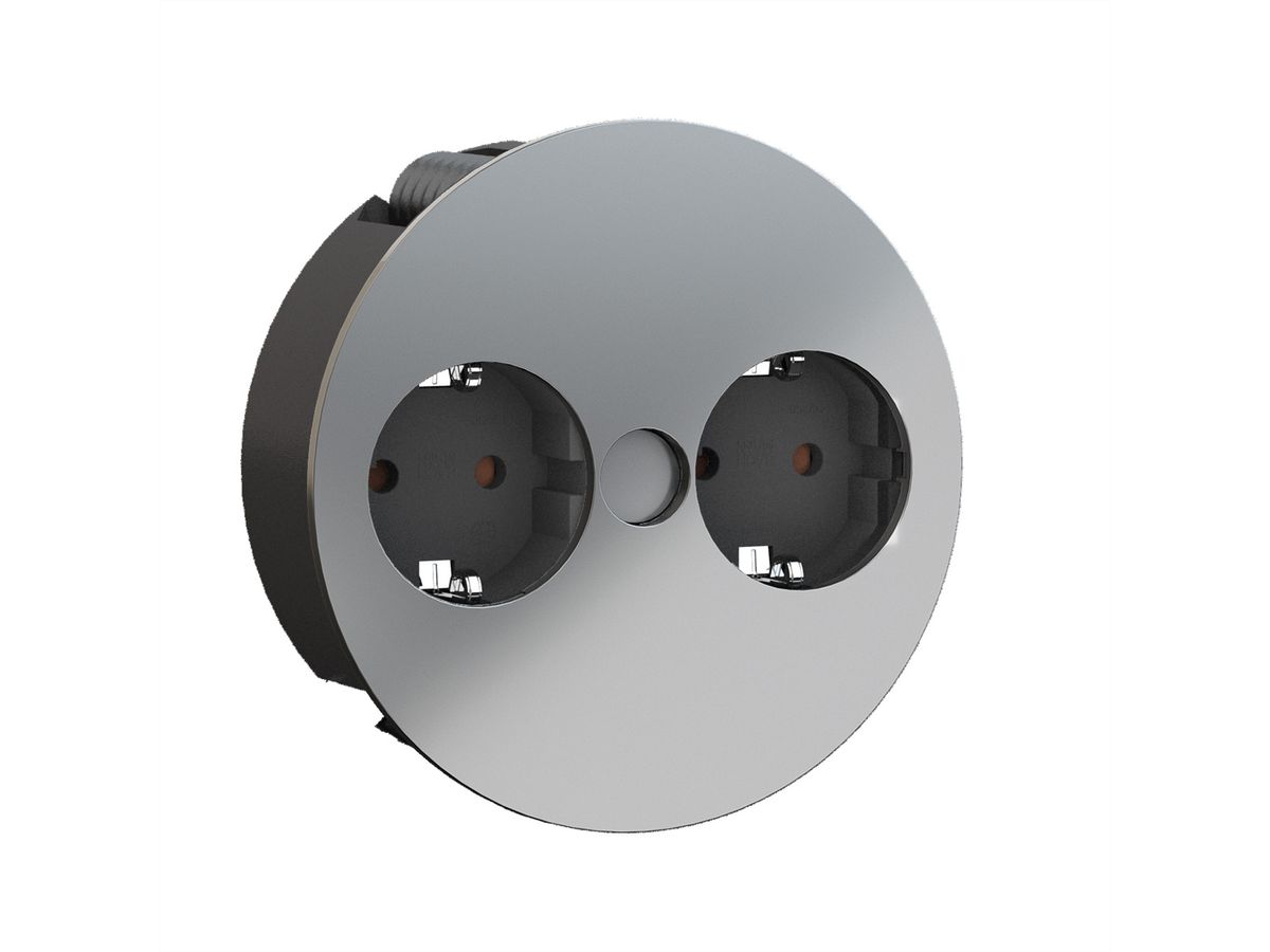 BACHMANN TWIST 2x contact de protection, embouts de câble, fiche de montage à contact de protection, chrome, 2 m