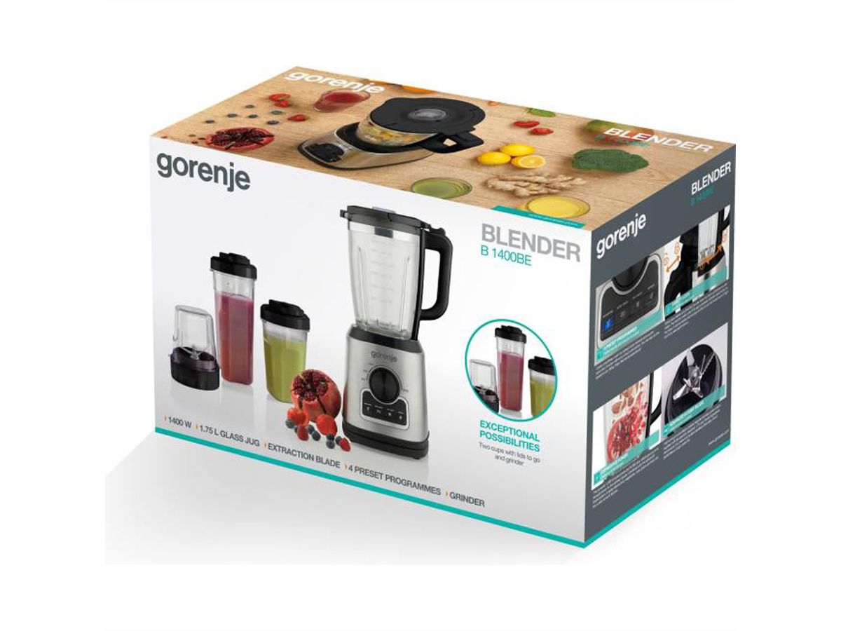 Gorenje Mixeur sur socle B1400BE, 1400 W, 1,5 L, noir/argent