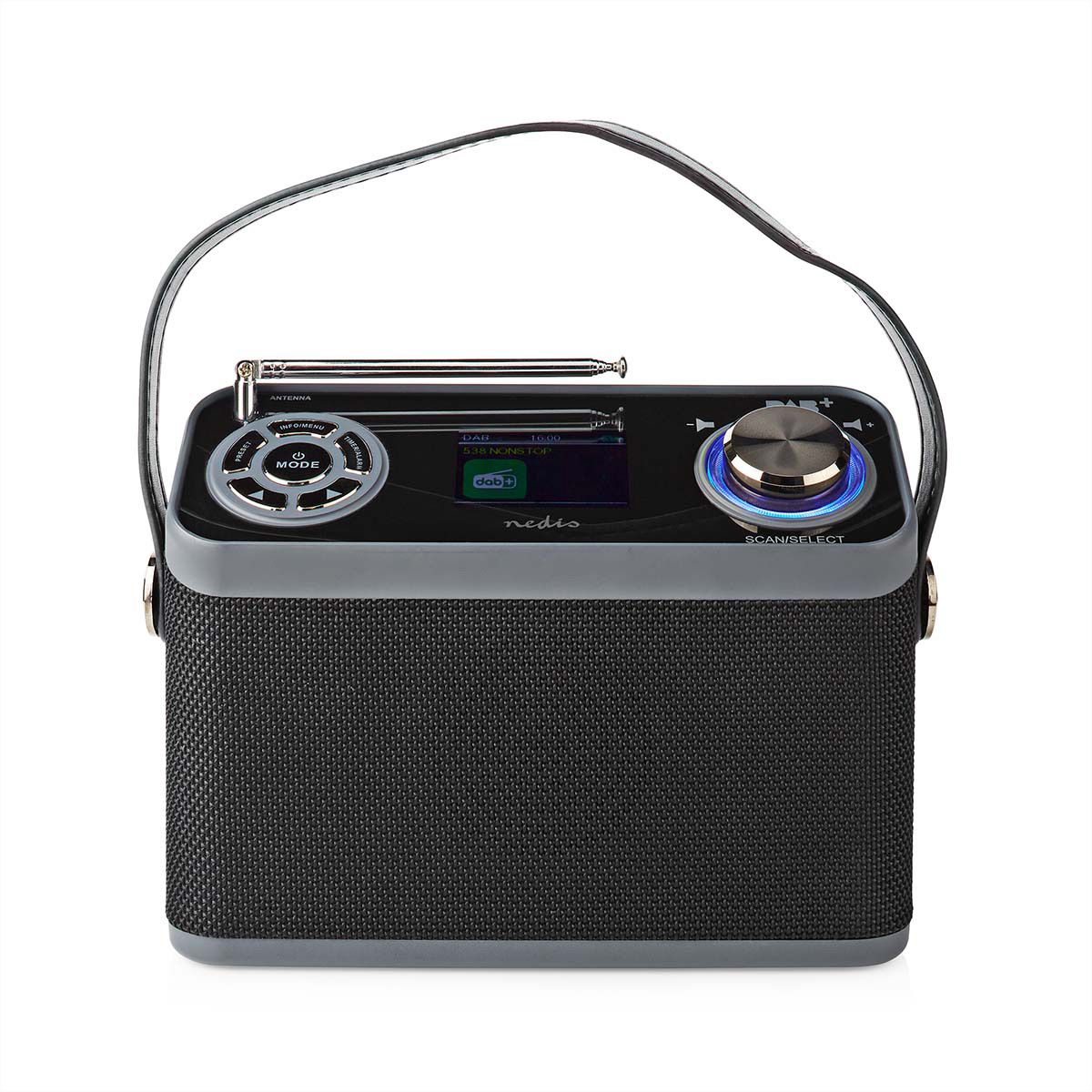 Radio de table DAB+ Nedis, noir, Bluetooth, batterie rechargeable