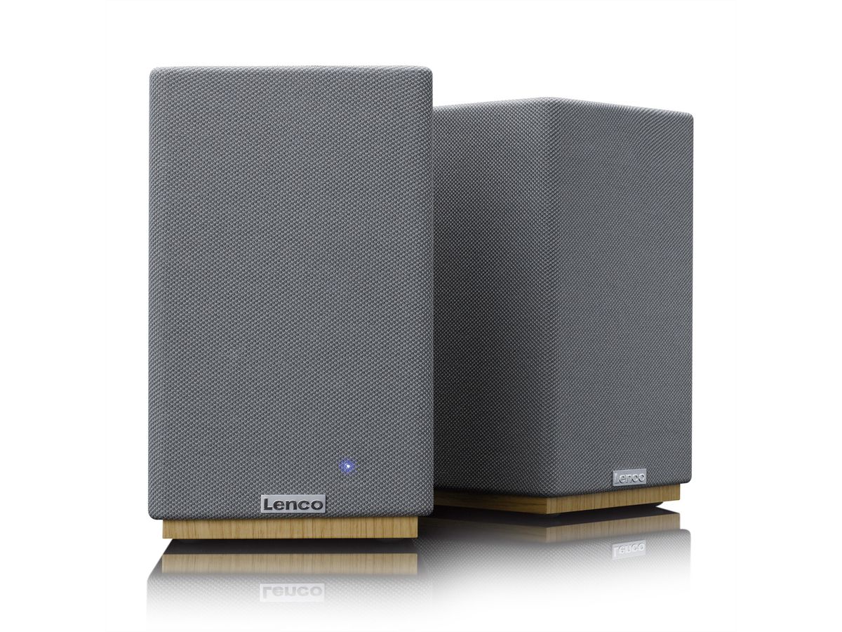 Lenco Aktiv Lautsprecher, 2x40W, Wood,, BT, opt.In, USB, AUX, SUB-Out, IR-FB.