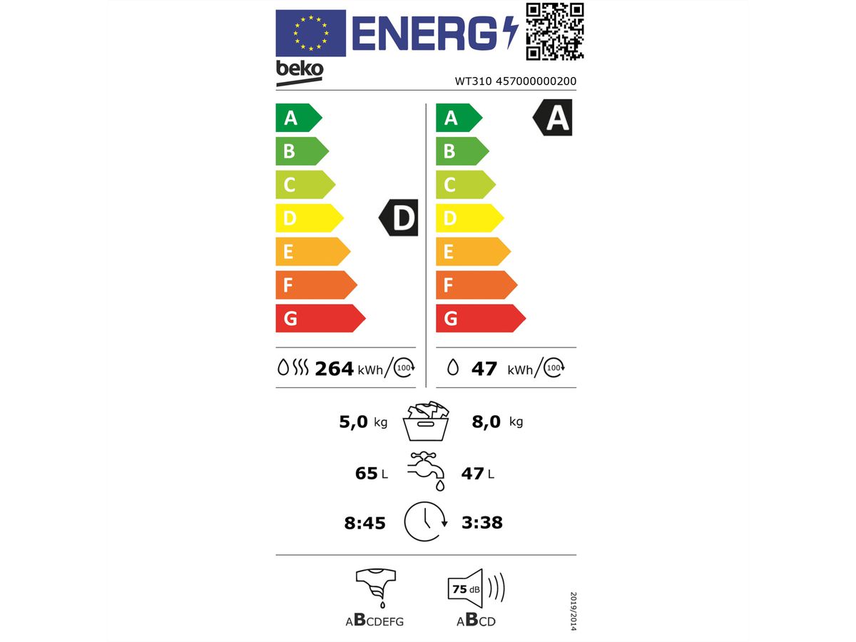 Beko Waschtrockner WT310, W8kg/T5kg, weiss