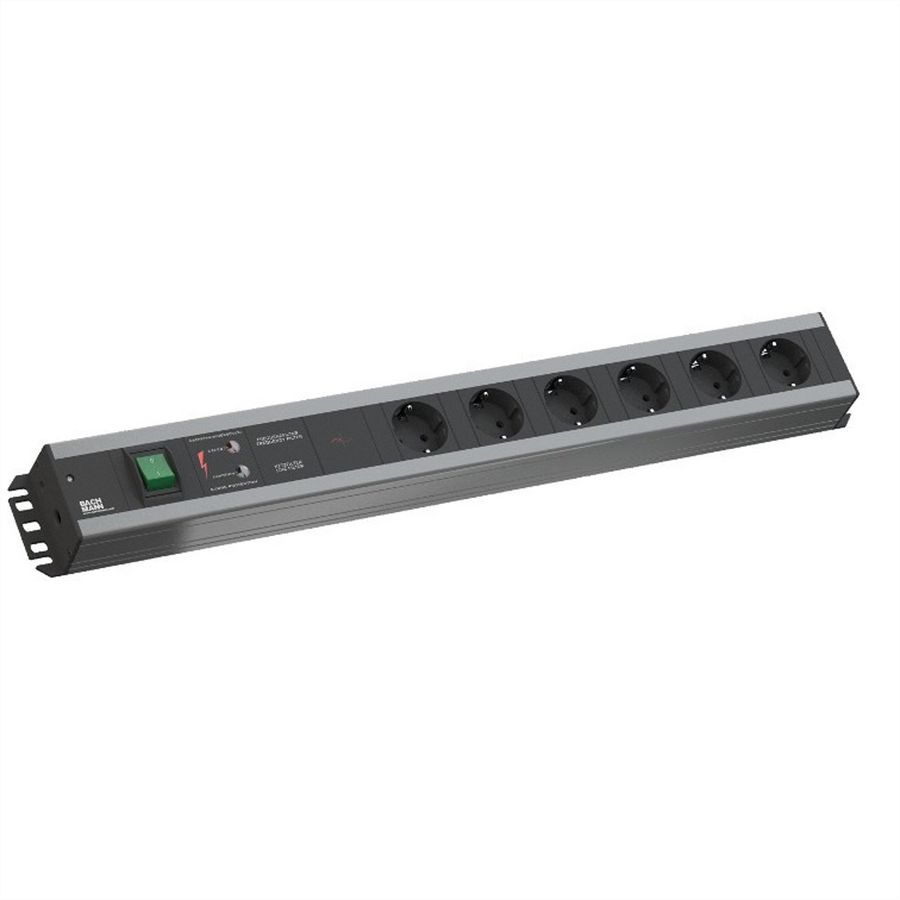 BACHMANN Multiprise 6x contact de protection, protection totale des appareils, interrupteur, 2 m