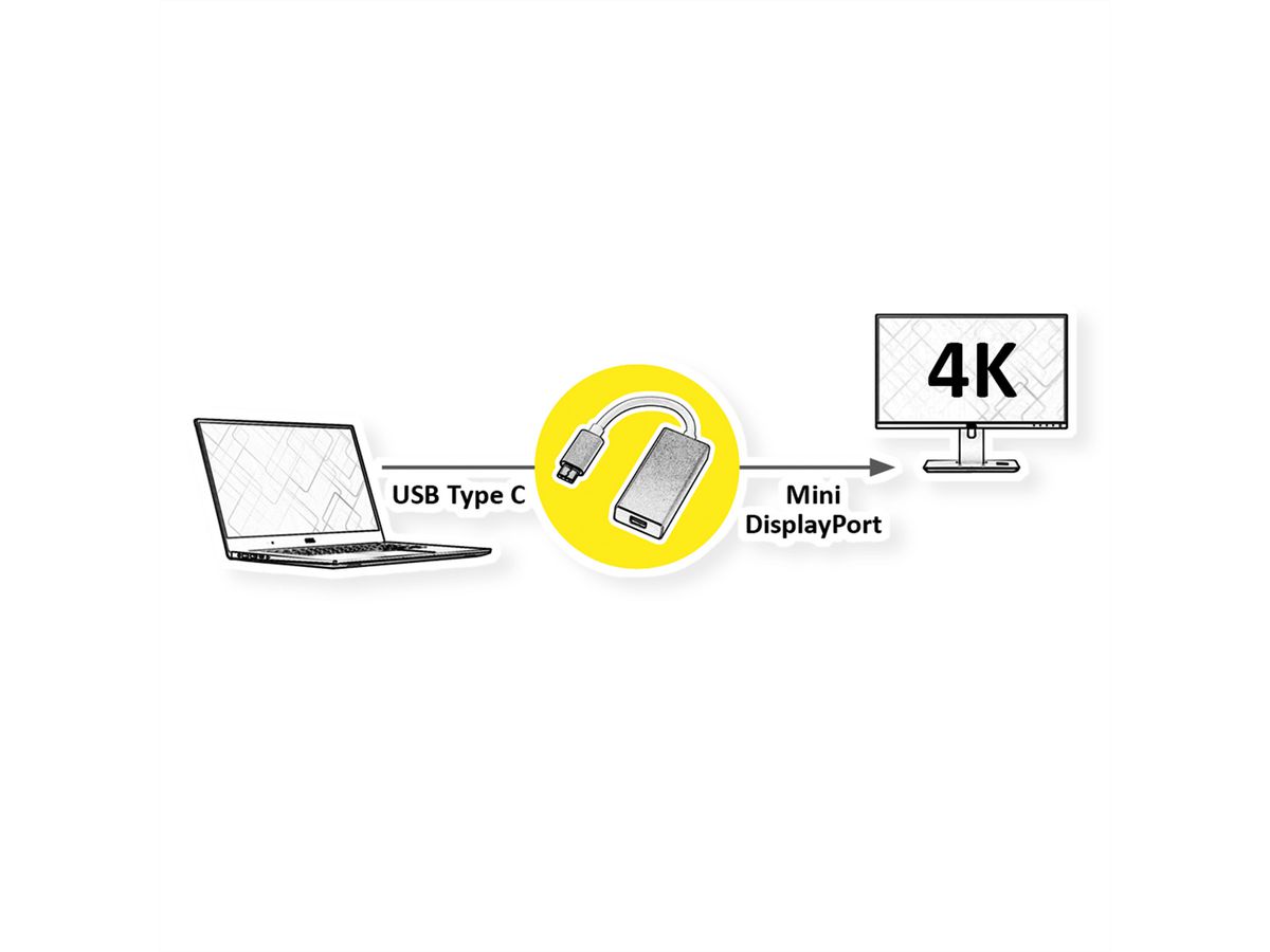 ROLINE Adaptateur Type C Mini DisplayPort, v1.2, M/F