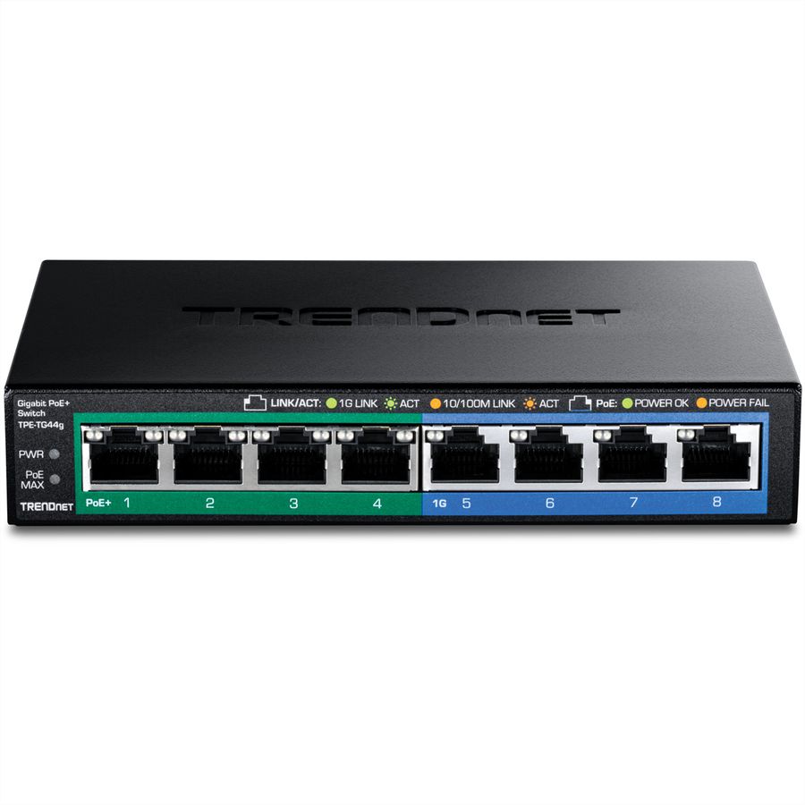 TRENDnet TPE-TG44g Switch Gigabit PoE+ GREENnet à 8 ports, 4 PoE, 4 Non-PoE