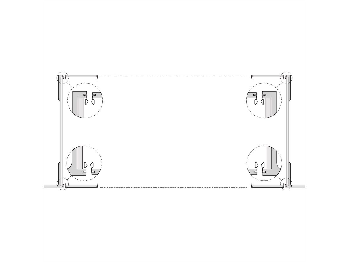 SCHROFF 19''-Winkel Typ F ohne Grifflöcher für Edelstahldichtung - 19"WINKEL 6HE O.GR. 2STK