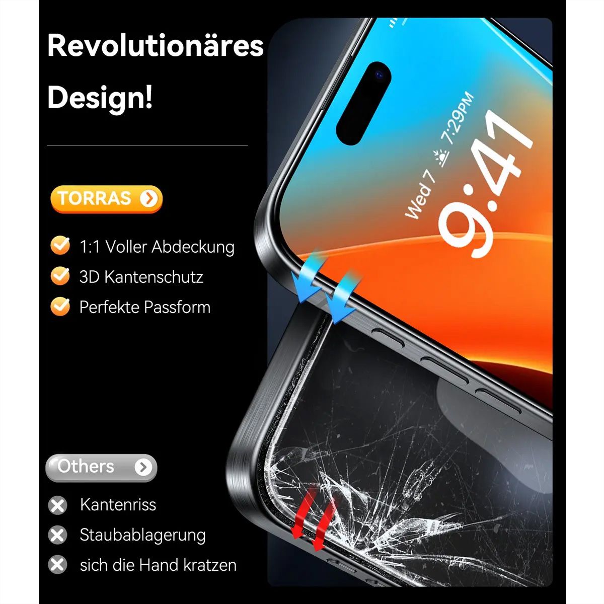 Torras Install Master protection d'écran, iPhone 16, transparent